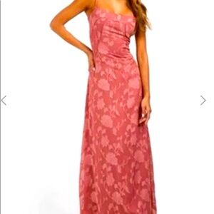 Boohoo pink floral maxi dress